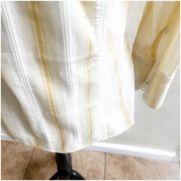 Cache Vintage Y2K Zipper Front Shirt Metallic Stripe Size Large Yellow White - Picture 10 of 14